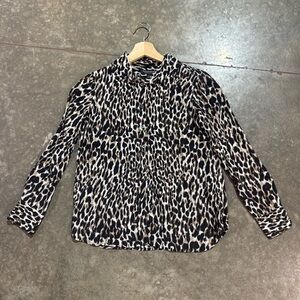 Banana Republic Leopard Print Dillon Classic Fit Button Down Blouse XXS Petite